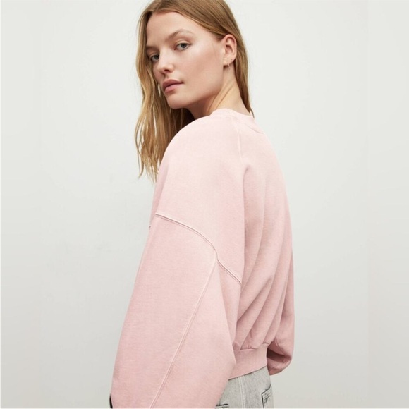 All Saints Relaxed Cropped Lilac-Pink Sweatshirt - Picture 4 of 13